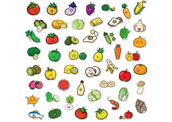 50 stuk fruit groente Cartoon stickers voor kinderen en volwassenen Beloningsstickers Journal Laptop Telefoon Stickers