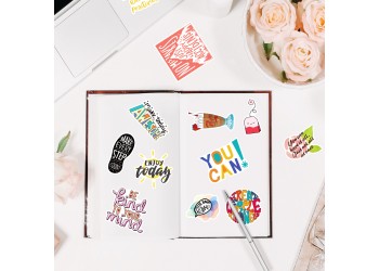 50 stuk inspirerende tekst Cartoon stickers voor kinderen en volwassenen Beloningsstickers Journal Laptop Telefoon Stickers