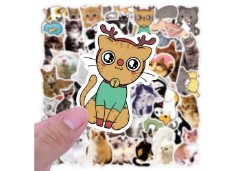 50 stuk kat cat Cartoon stickers voor kinderen en volwassenen Beloningsstickers Journal Laptop Telefoon Stickers