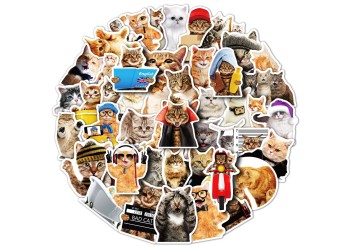 50 stuk kat cat Cartoon stickers voor kinderen en volwassenen Beloningsstickers Journal Laptop Telefoon Stickers