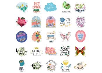 50 stuk mentale gezondheid Cartoon stickers voor kinderen en volwassenen Beloningsstickers Journal Laptop Telefoon Stickers