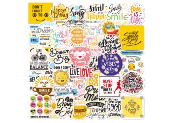 50 stuk mott lijfspreuk B Cartoon stickers voor kinderen en volwassenen Beloningsstickers Journal Laptop Telefoon Stickers