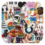 50 stuk muziekinstrument muziek Cartoon stickers voor kinderen en volwassenen Beloningsstickers Journal Laptop Telefoon Stickers