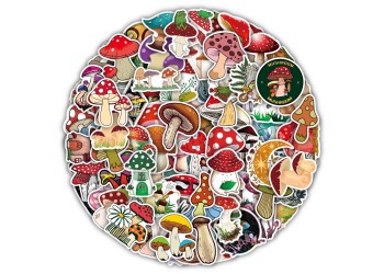 100 stuk paddestoel Cartoon stickers voor kinderen en volwassenen Beloningsstickers Journal Laptop Telefoon Stickers