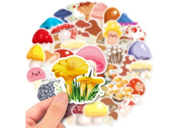 50 stuk paddestoel Cartoon stickers voor kinderen en volwassenen Beloningsstickers Journal Laptop Telefoon Stickers