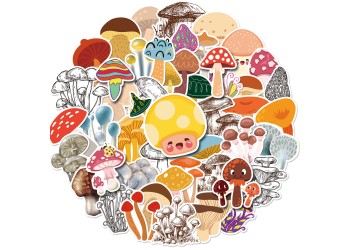 50 stuk paddestoel Cartoon stickers voor kinderen en volwassenen Beloningsstickers Journal Laptop Telefoon Stickers