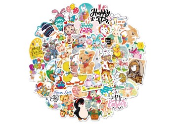 50 stuk pasen konijn eieren Cartoon stickers voor kinderen en volwassenen Beloningsstickers Journal Laptop Telefoon Stickers