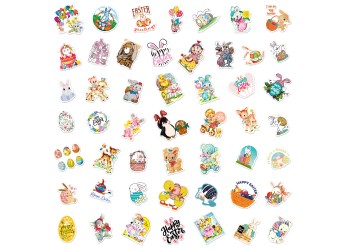 50 stuk pasen konijn eieren Cartoon stickers voor kinderen en volwassenen Beloningsstickers Journal Laptop Telefoon Stickers