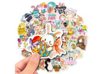 50 stuk pasen konijn eieren Cartoon stickers voor kinderen en volwassenen Beloningsstickers Journal Laptop Telefoon Stickers