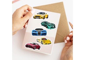 50 stuk race auto Cartoon stickers voor kinderen en volwassenen Beloningsstickers Journal Laptop Telefoon Stickers