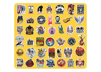 50 stuk rock muziek T01040501 dossier Gitaar Cartoon stickers voor kinderen en volwassenen Beloningsstickers Journal Laptop Telefoon Stickers