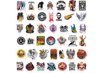 50 stuk rock muziek T01040501 dossier Gitaar Cartoon stickers voor kinderen en volwassenen Beloningsstickers Journal Laptop Telefoon Stickers
