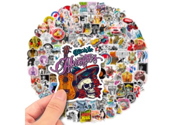 50 stuk rock muziek T01040569 elektrische gitaar Cartoon stickers voor kinderen en volwassenen Beloningsstickers Journal Laptop Telefoon Stickers