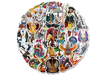 50 stuk rock muziek T01040569 elektrische gitaar Cartoon stickers voor kinderen en volwassenen Beloningsstickers Journal Laptop Telefoon Stickers
