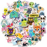 50 stuk schattige cartoon grote ogen dier Cartoon stickers voor kinderen en volwassenen Beloningsstickers Journal Laptop Telefoon Stickers