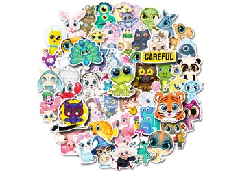 50 stuk schattige cartoon grote ogen dier Cartoon stickers voor kinderen en volwassenen Beloningsstickers Journal Laptop Telefoon Stickers