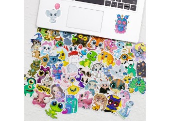 50 stuk schattige cartoon grote ogen dier Cartoon stickers voor kinderen en volwassenen Beloningsstickers Journal Laptop Telefoon Stickers