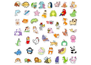 50 stuk schattige dieren Cartoon stickers voor kinderen en volwassenen Beloningsstickers Journal Laptop Telefoon Stickers