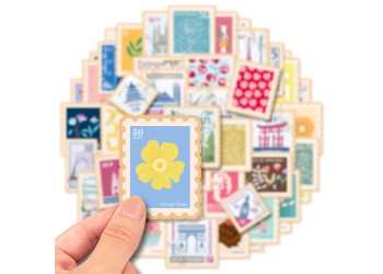 50 stuk vintage stempel Cartoon stickers voor kinderen en volwassenen Beloningsstickers Journal Laptop Telefoon Stickers