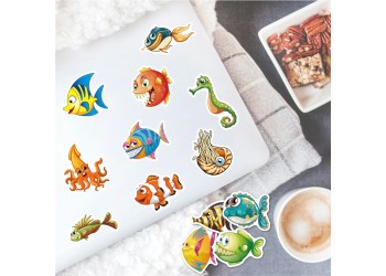 104 stuk Vis Aquatische wezens A031 Cartoon stickers voor kinderen en volwassenen Beloningsstickers Journal Laptop Telefoon Stickers