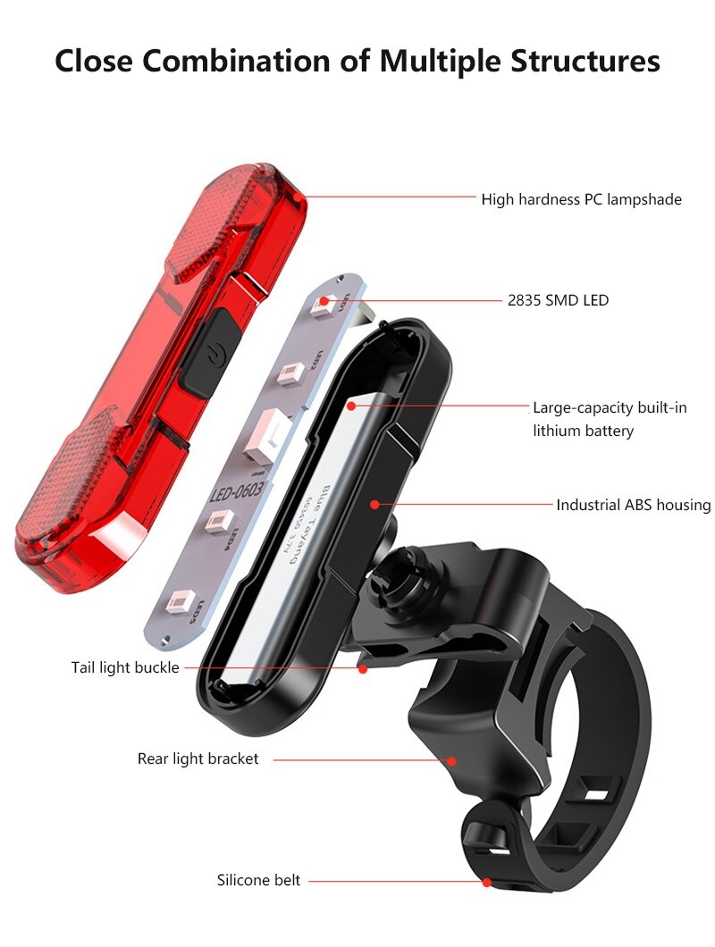 2 Stuk Led Voorlicht en Achterlicht Fiets Usb Oplaadbare Fietsen Waterdichte Mtb Racefiets Knippert