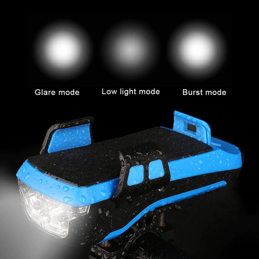4 In 1 Fiets Licht Led Usb Oplaadbare Koplamp Telefoon Houder Hoorn 2400Mah Power Bank