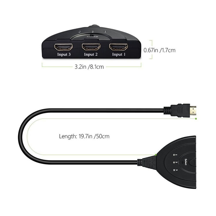 3 Port Splitter Hdmi Kabel Adapter 1080P Switcher Hdmi Switch Hub