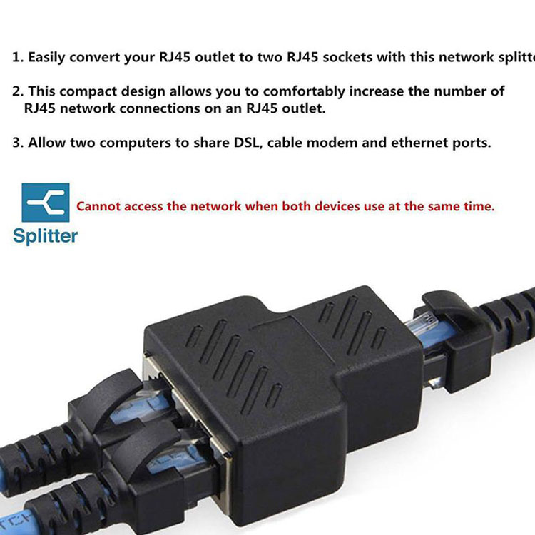 1 naar 2 Netwerk LAN Connector Adapter Extender RJ45 Ethernet kabel
