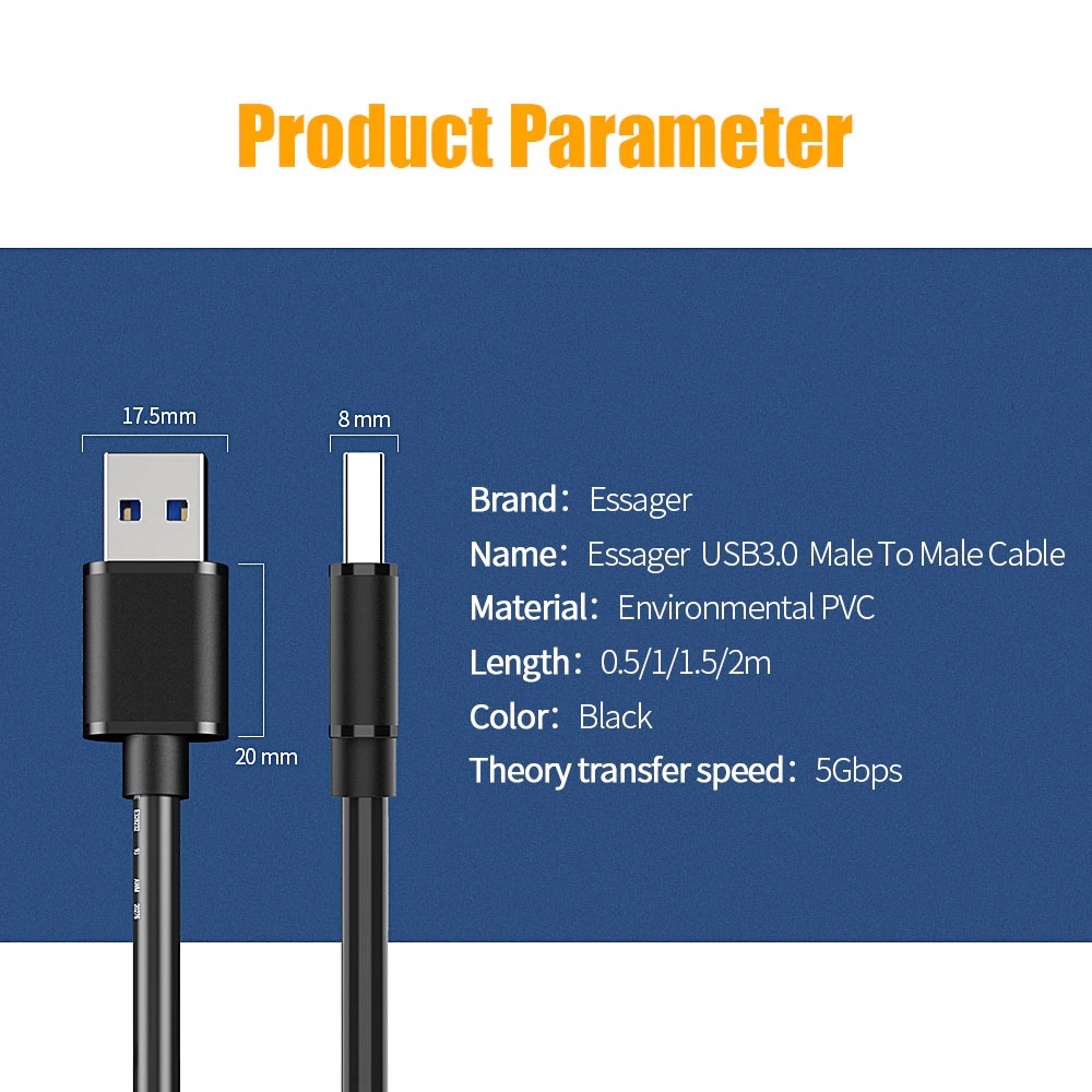 Usb Naar Usb Extension Cable Type A Male Naar Male Usb 3.0 Extender verlengkabel 60cm