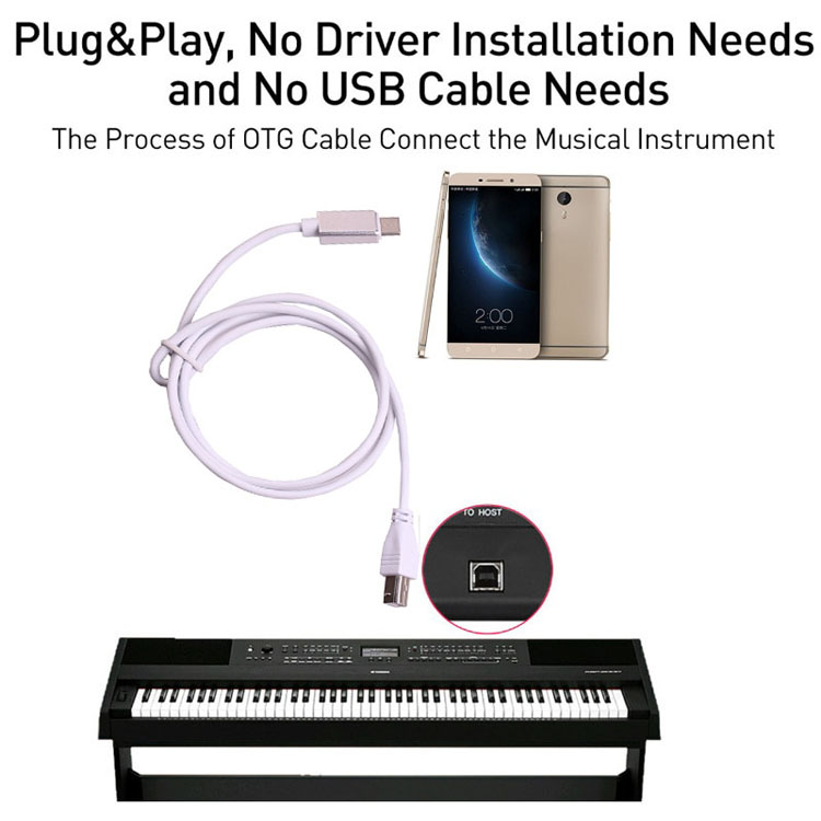2 in 1 Usb type c & micro usb naar Usb Type B OTG Kabel Printer Telefoon Piano Elektronische drum Midi Keyboard