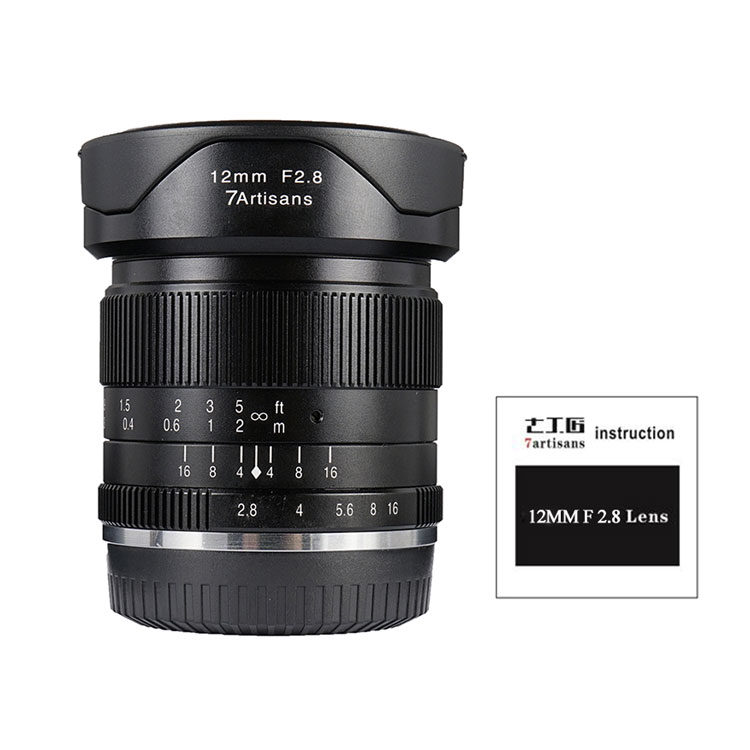 7artisans 12mm F2.8 manual focus lens voor Canon systeem camera + gratis lenspen en lens tas