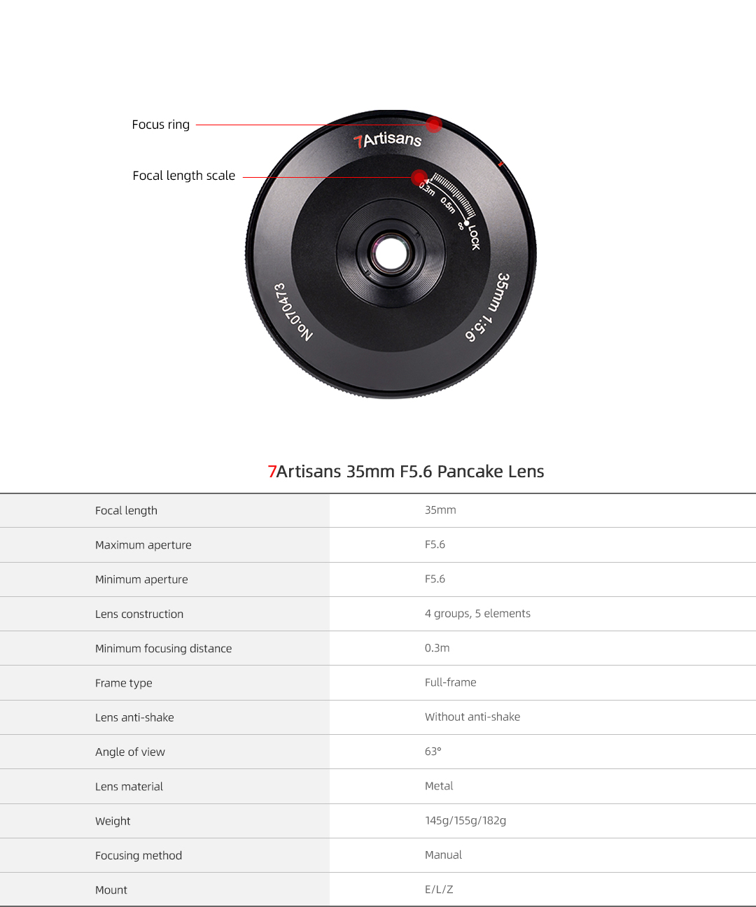 7artisans 35mm F5.6 Pancake Full frame manual focus lens voor Nikon Z systeem camera + Gratis lenspen + lens tas + lens papier
