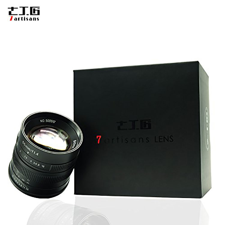 7artisans 55mm F1.4 manual focus lens voor Sony systeem camera + Gratis lenspen + 52mm uv filter en zonnekap