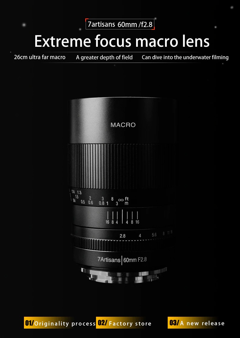 7artisans 60mm F2.8 1:1 Macro lens voor Fujifilm systeem camera + gratis lenspen, lens papier, blaasbalg