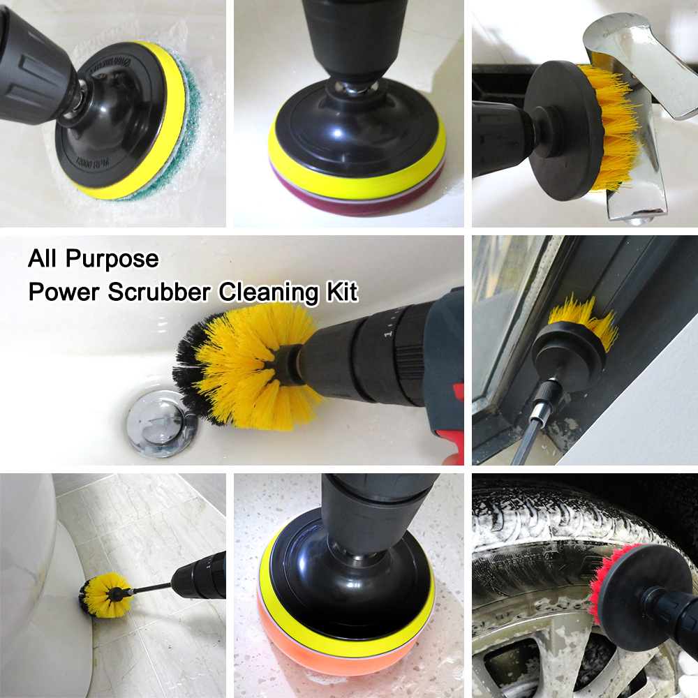22 in 1 Elektrische Boor Borstel Car Cleaning Borstels Polijsten Pad Borstel Voor Schroevendraaier Tapijt Borstels Auto Velg Cleaning Tools