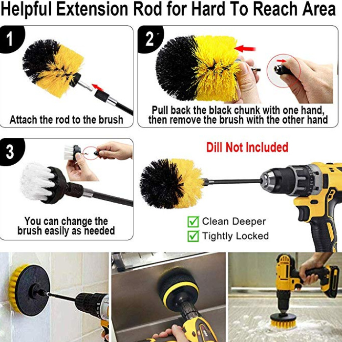 22 in 1 Elektrische Boor Borstel Car Cleaning Borstels Polijsten Pad Borstel Voor Schroevendraaier Tapijt Borstels Auto Velg Cleaning Tools