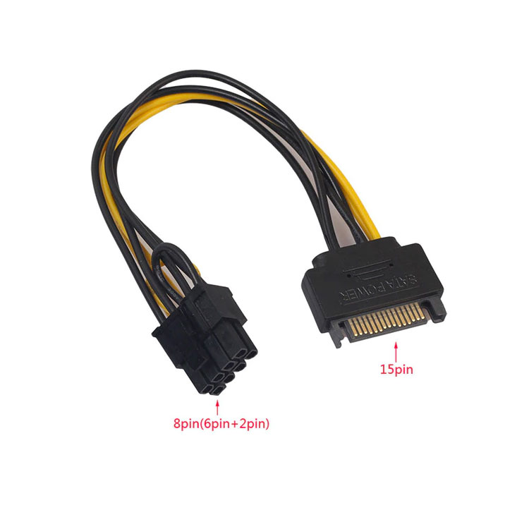 15-Pin SATA to 8-Pin Pcie video card Power kabel