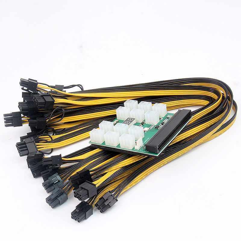 Power Module Breakout Board Met 12Pcs 6Pin to 8Pin Kabel Voor Hp 1200W 750W PSU Gpu PC Voeding Ethereum Eth Mining