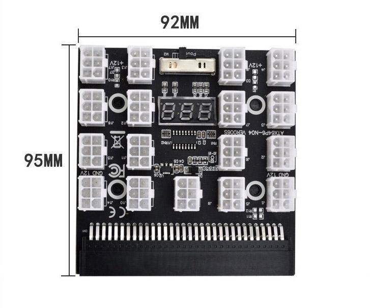 Power Module Breakout Board Met 12Pcs 6Pin to 8Pin Kabel Voor Hp 1200W 750W PSU Gpu PC Voeding Ethereum Eth Mining