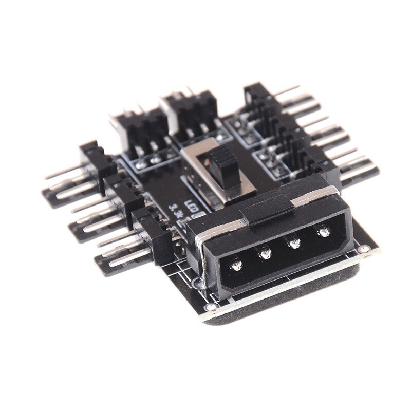 Pc Ide Molex 1 Tot 8 Way Splitter 3-Pin Cooling Fan Hub Power Socket Adapter