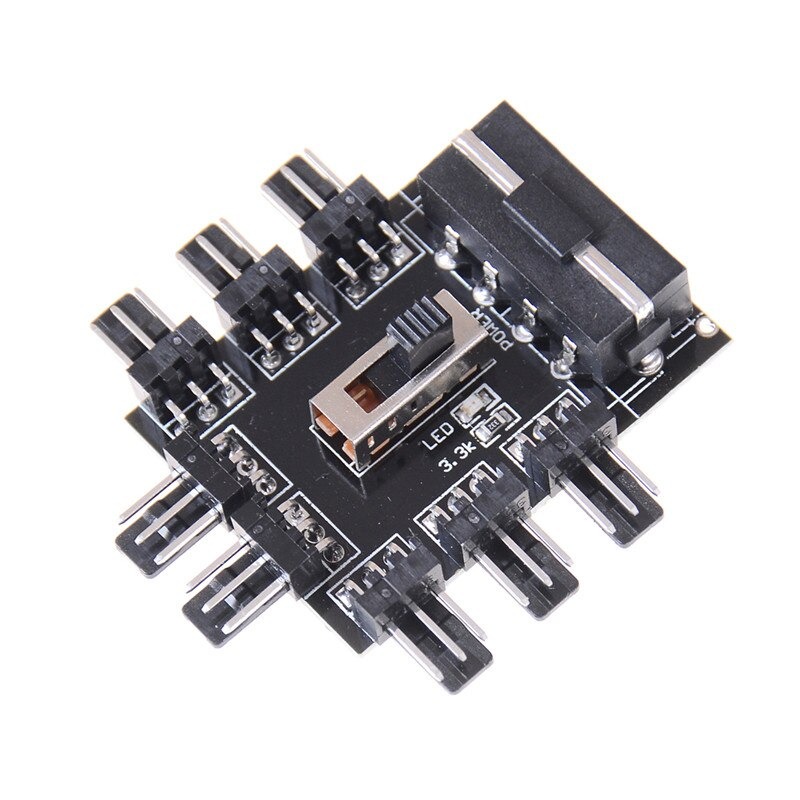 Pc Ide Molex 1 Tot 8 Way Splitter 3-Pin Cooling Fan Hub Power Socket Adapter