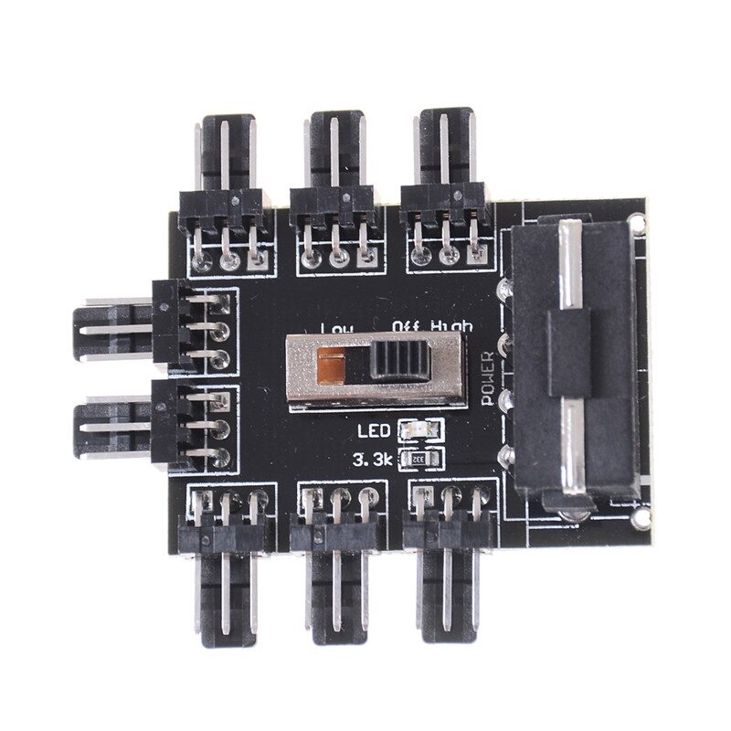 Pc Ide Molex 1 Tot 8 Way Splitter 3-Pin Cooling Fan Hub Power Socket Adapter