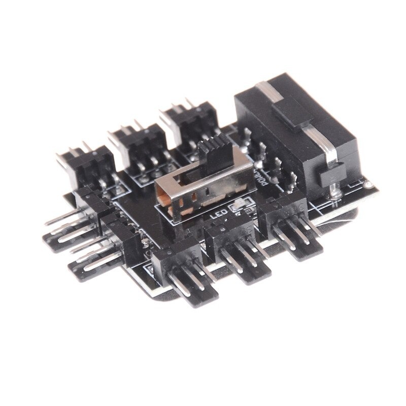 Pc Ide Molex 1 Tot 8 Way Splitter 3-Pin Cooling Fan Hub Power Socket Adapter