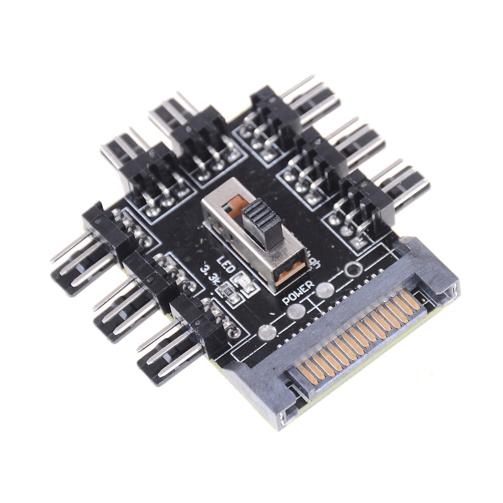 Pc Ide SATA 1 Tot 8 Way Splitter 3-Pin Cooling Fan Hub Power Socket Adapter