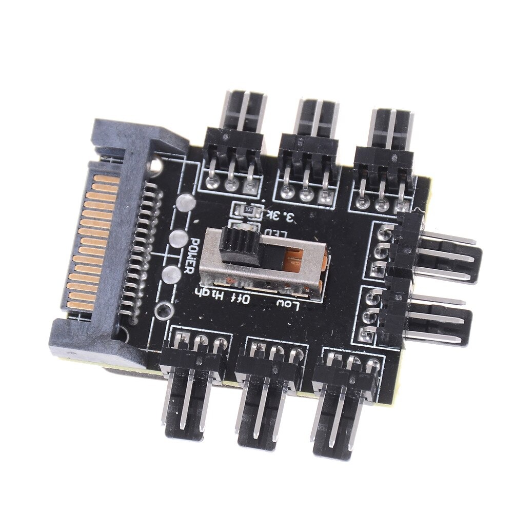 Pc Ide SATA 1 Tot 8 Way Splitter 3-Pin Cooling Fan Hub Power Socket Adapter