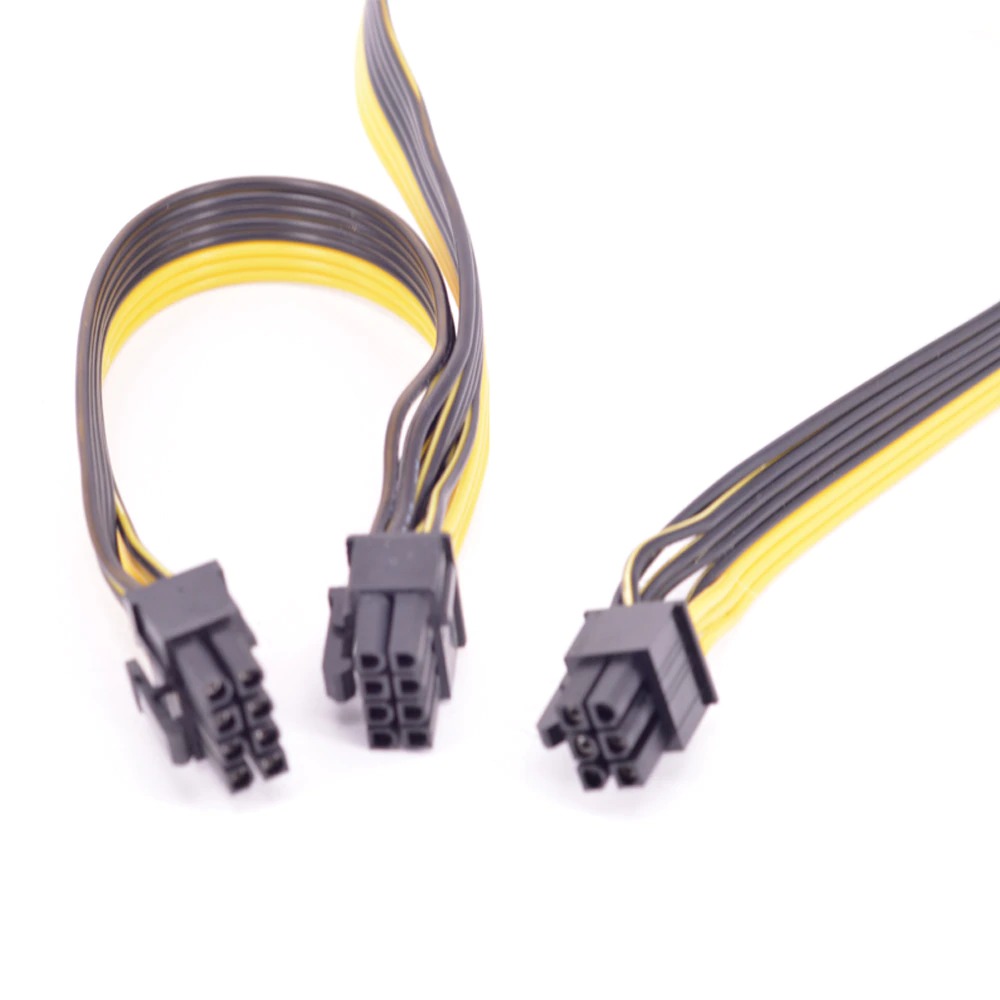 6Pin to dual 8Pin 6+2pin 60cm+20cm 18AWG puur koperen vertinde Kabel voor PSU GPU Ethereum ETH Mining
