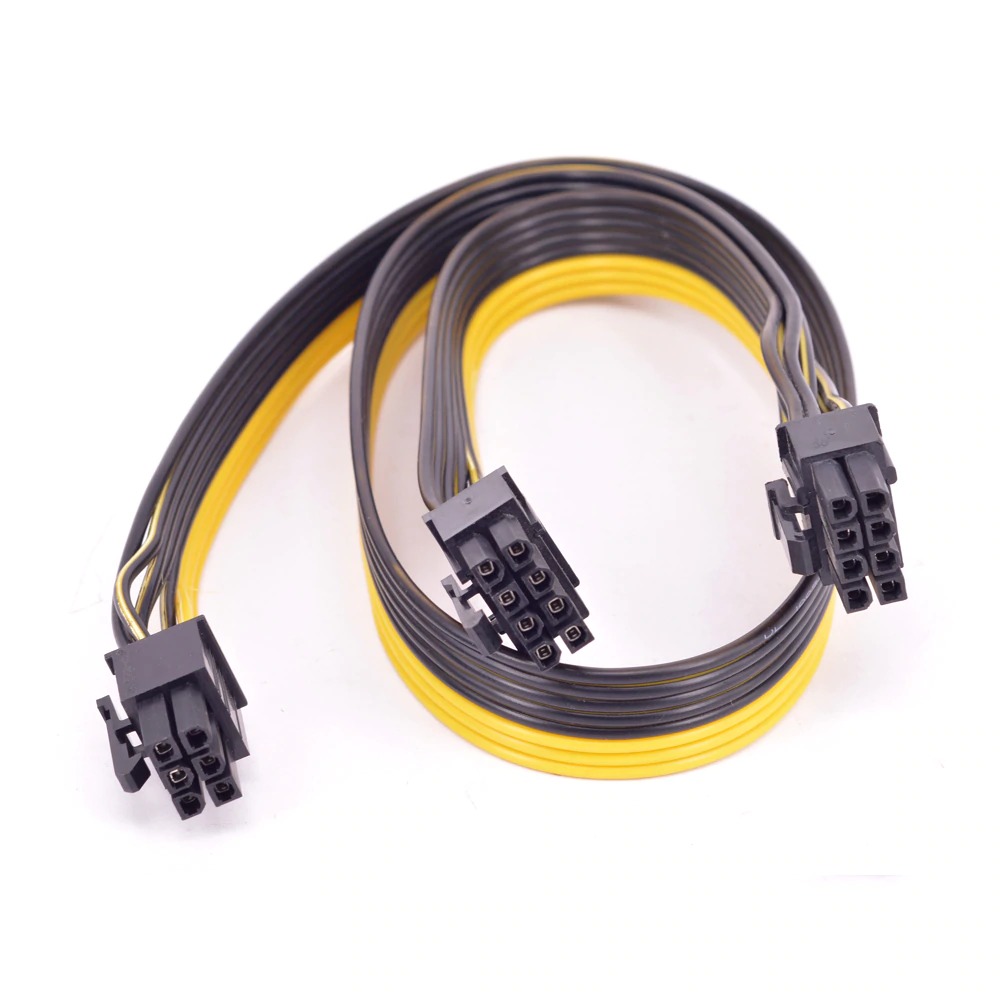 6Pin to dual 8Pin 6+2pin 60cm+20cm 18AWG puur koperen vertinde Kabel voor PSU GPU Ethereum ETH Mining