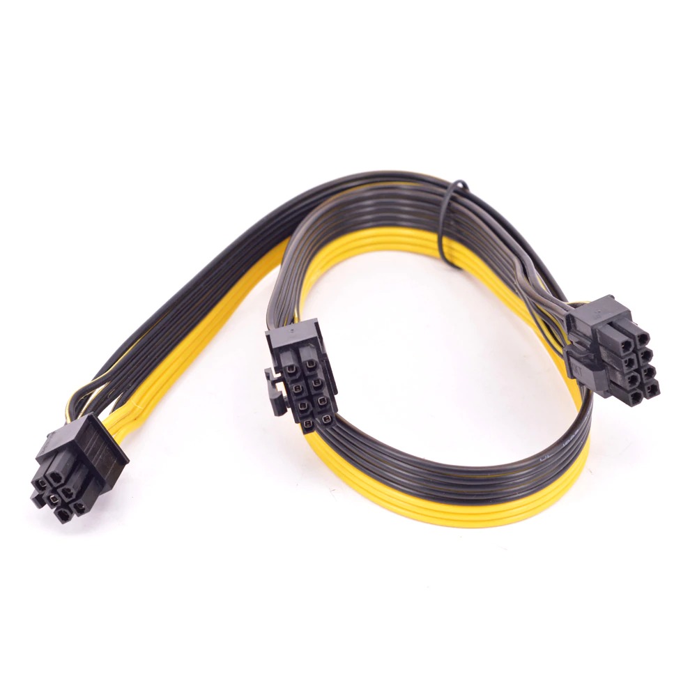 6Pin to dual 8Pin 6+2pin 60cm+20cm 18AWG puur koperen vertinde Kabel voor PSU GPU Ethereum ETH Mining