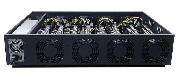 857S Quiet Mining Rig 70cm met Moederbord CPU Ram 8 fan 2500w voeding voor 8 GPU Ethereum ETH 1 jaar garantie