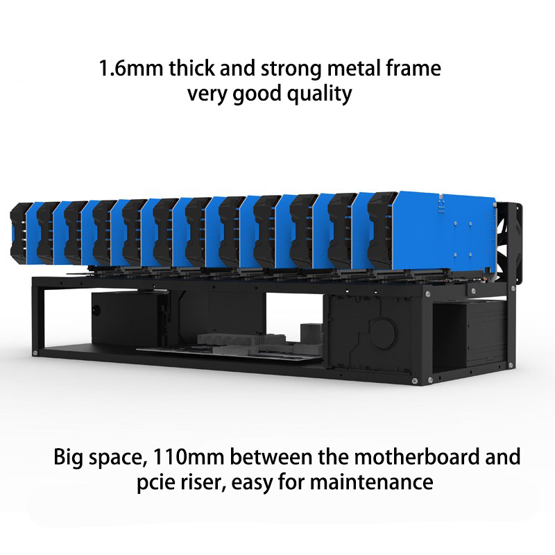 72.5CM Open Mining Rig Frame Voor 8 of 12 Gpu Crypto Coin rack ETH NEOX ZANO MEWC RVN 2 jaar garantie